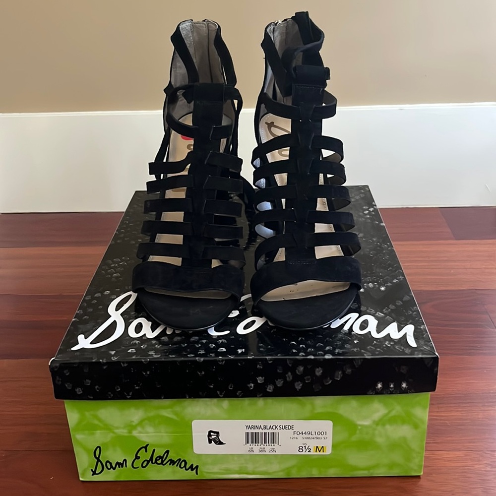 Sam Edelman Yarina Black Suede Heels - Picture 2 of 8